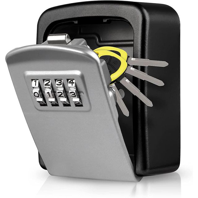 Caja de seguridad para llaves Caja de seguridad exterior para llaves Caja de seguridad con combinación de 4 dígitos para exteriores Montaje en pared Almacenamiento de llaves de seguridad portátil