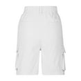 thumbnail image 4 of Pxkloy Bermuda Shorts for Women Knee Length Summer Casual Cargo Shorts with Pockets High Waist Office Work Dress Short Pants White,L, 4 of 6