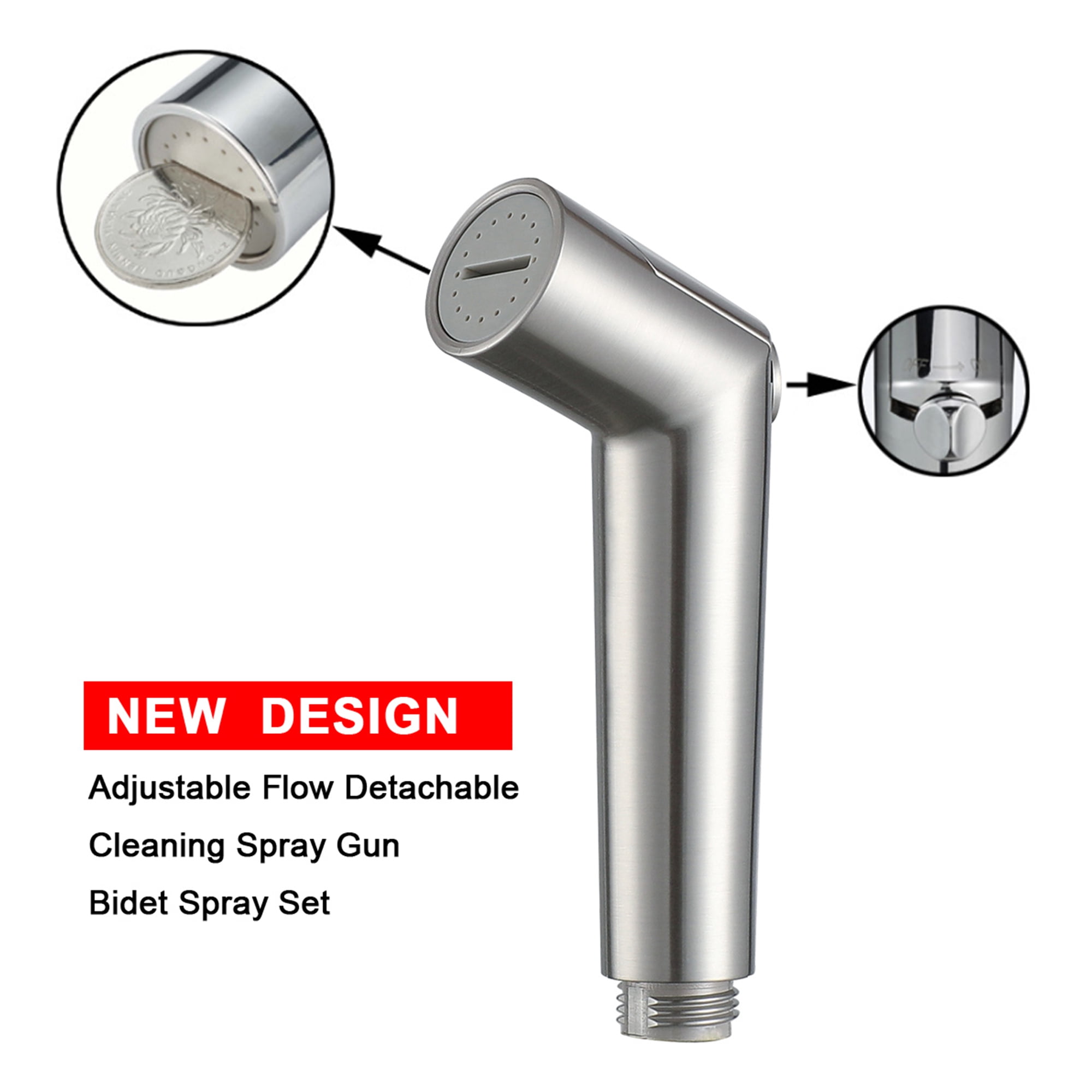 Sumerain Brushed Nickel Handheld Bidet Sprayer for Toilet, Handheld Jet Sprayer for Toilet, Adjustable Cloth Diaper Sprayer with Brass Diverter Valve