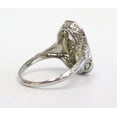 thumbnail image 3 of Art Deco Two Stone Diamond Engagement Ring, Antique Openwork Filigree Ring, Engraved Shank Ring, Vintage Statement Ring, Elongated Ring, 925 Sterling Silver, 2.0 Ct Simulated Diamond, 3 of 3
