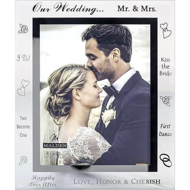Our Wedding Mirrored Glass With Mirrored Inner Border Picture Frame