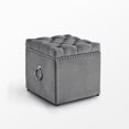 thumbnail image 6 of Inspired Home Melania Velvet 1pc Storage Ottoman Chrome Nailhead Trim , Grey, 6 of 9
