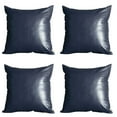 thumbnail image 2 of Boho Set of 4 Handcrafted Decorative Throw Pillow Cover Vegan Faux Leather Solid 20" x 20" Navy Blue Square for Couch, Bedding, 2 of 2