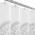 thumbnail image 4 of Flowpartex Grey White Waterproof Shower Curtain for Bathroom，Floral Embroidered Design, Rustic Buttonholes Bathroom Decor, 70x72 inches, 4 of 6