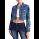 thumbnail image 1 of Chaqueta Vaquera Corta con Estampado de Mariposas para Mujer, con Botones, Larga, Top Corto Ajustado y Abrigo Vaquero. Azul S, 1 of 9
