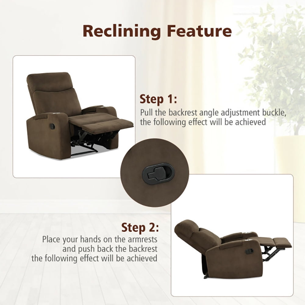 Finihen Recliner Chair, Single Sofa Lounger with Arm Storage and Cup Holder, for Living Room, Bedroom, Coffee Finihen Recliner Chair, Single Sofa Lounger with Arm Storage and Cup Holder, for Living Room, Bedroom, Coffee