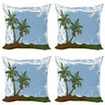 thumbnail image 1 of Tropical Throw Pillow Cushion Case Pack of 4, Grunge Style Palm Trees Island at Night with Crescent Moon Print, Modern Accent Double-Sided Print, 4 Sizes, Azure Blue Olive Green, by Ambesonne, 1 of 2