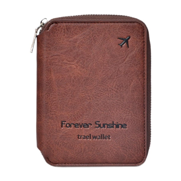 Estuche para pasaporte ligero, estable y multiusos. Café