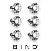 BINO 6-Pack Crystal Drawer Knobs - 1.25" Diameter (32mm), Chrome - Dresser Knobs for Dresser Drawers Crystal Knobs and Pulls H