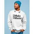 thumbnail image 2 of Smartprints Mens Graphic Sweatshirt White - Make Music Piano Quote Cotton Blend Regular Fit, 2 of 4