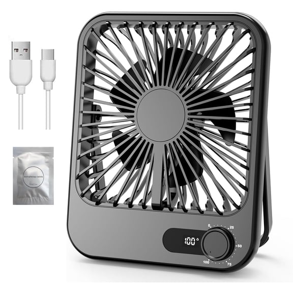 Cruise Fan, 100 Speeds Personal Fan Portable Rechargeable with Battery Powered, 180°Tilt Adjustable Quiet Bedroom Fan, Home Beach Camping Travel Office Desk Accessories, Black