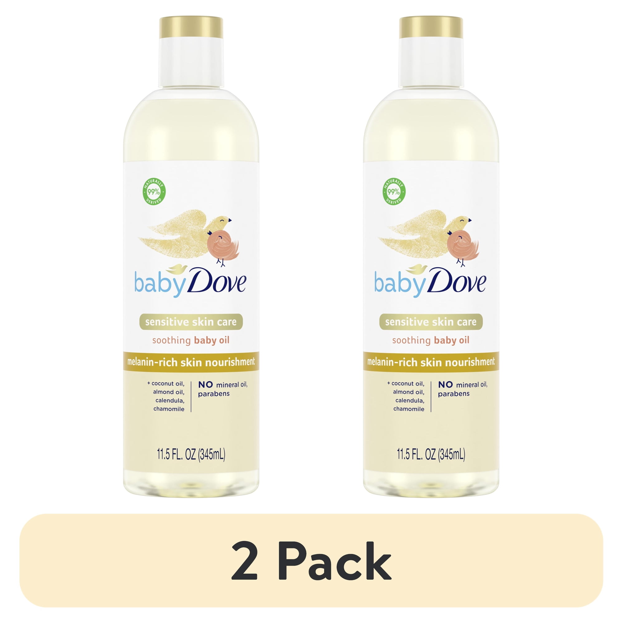 (2 pack) Baby Dove Melanin-Rich Skin Nourishment Baby Oil Sensitivity All Newborn Skin, 11.5 oz