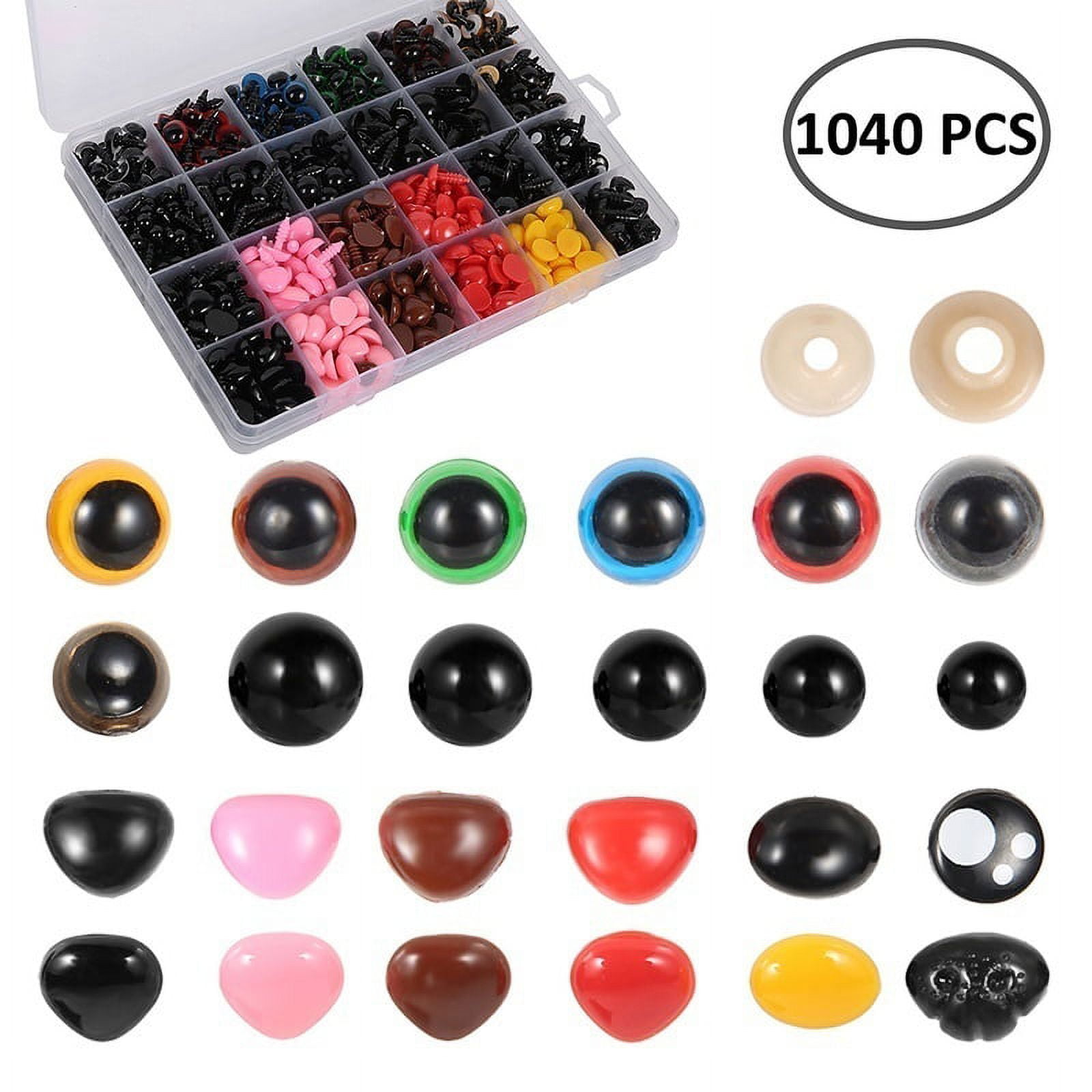 10mm x 8mm Black Oval Safety Eyes Noses - 25 Pairs (50 Pieces Eyes, 50  Pieces Washers)