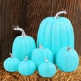 thumbnail image 5 of Artificial Pumpkins Plastic Foam Pumpkins,Fall Pumpkins Decor, Thanksgiving/Halloween Holiday Farmhouse Decorations for Home,Fall Decorations for Home (7pcs-Blue), 5 of 5