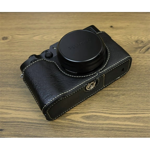 GadgetCom Camera Half Case Compatible with FUJIFILM X100VI, Anti-Slip PU Leather Shell Protective Cover