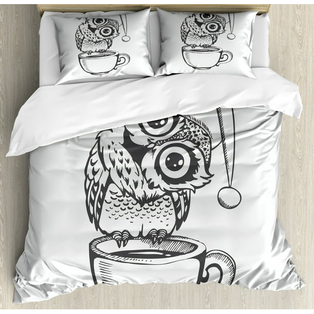 Owl Print Duvet Cover Set King Size, King Size Owl Bedding Set