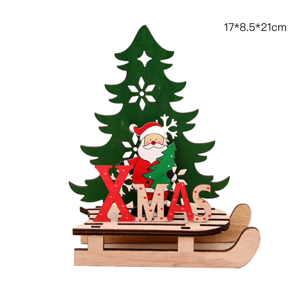 Marry Christmas Wooden Santa Claus Ornaments Xmas Pendant Table Home Decor 