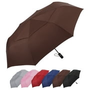AOACreations Large 55" Umbrella, Vented Double Canopy, Heavy Compact Folding, Auto-Open, Brown