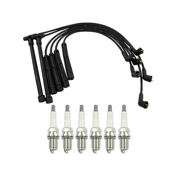 Spark Plug Wire Set with Spark Plugs 7 Piece - Compatible with 2003 - 2004 Nissan Xterra 3.3L V6 Naturally Aspirated