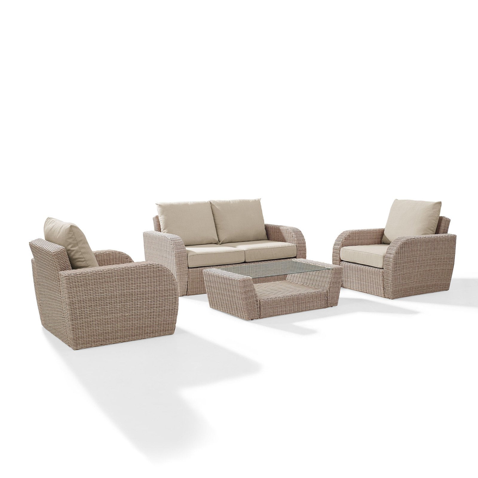 Crosley Furniture St Augustine 4 Pc Outdoor Wicker Seating Set With