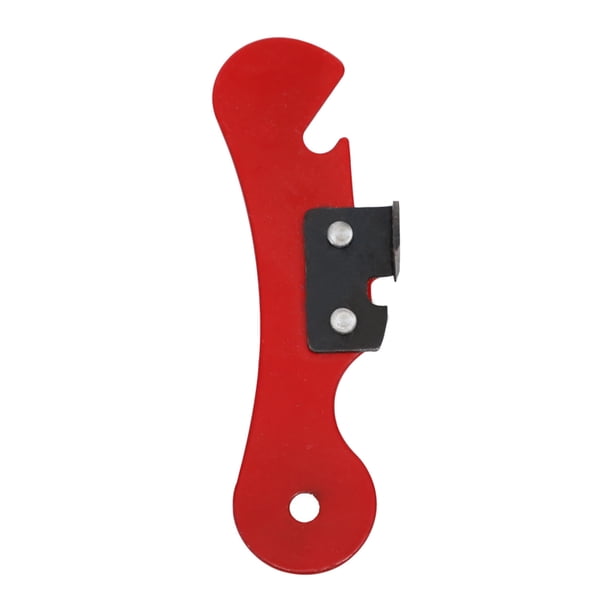 Aparato de cocina multifuncional rojo: abrelatas portátil para emergencias y fiestas; abrelatas manual de metal rojo
