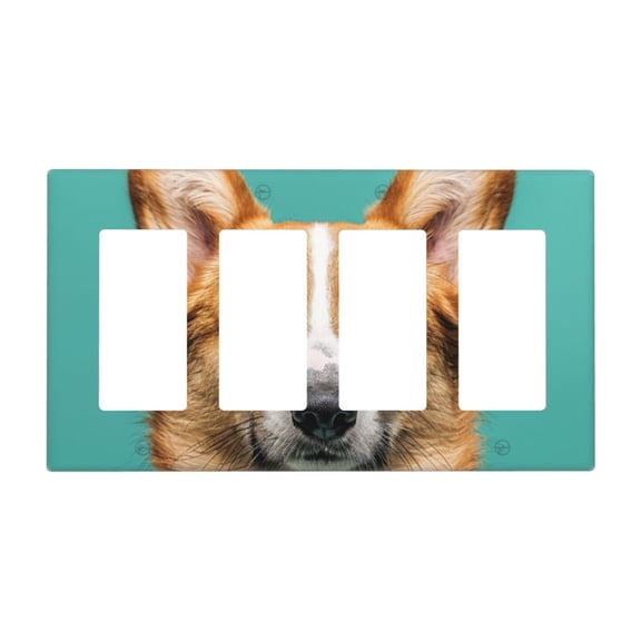 cute corgi Switch Cover Decorative Wall Plate / 4-Gang 4-Decor / Standard Size 4.5x8 in