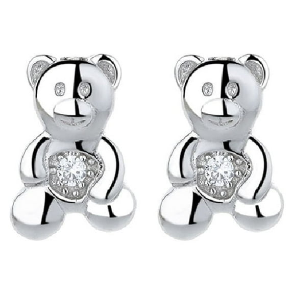 Sterling Silver Bear Earrings with crystals from Swarovski