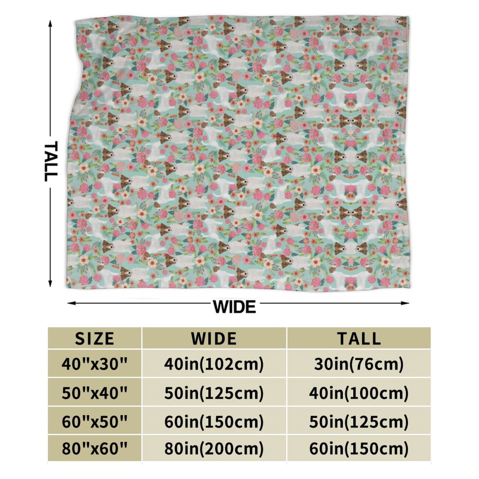 Wijzvio Jack Russell Terrier Dogs Rose Flower Floral Throw Blanket Soft Fuzzy Fleece Blanket For Couch Bed Living Room Decoration 50"X40"
