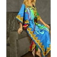 thumbnail image 2 of LA LEELA Women's Loungewear African Beach Maxi Plus Size Kaftan Casual Long Slit Dress Caftan Dresses for Women One Size Grass Peacock, Feather, 2 of 5