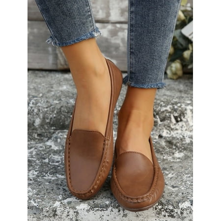 

Women‘s Stitched Mark Loafers Spring And Autumn Shallow Casual Shoes