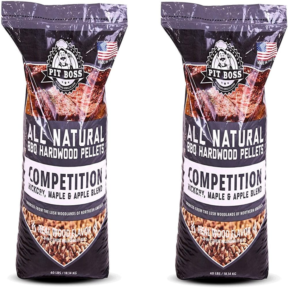 Natural 2 pack Pit Boss Competition Blend BBQ Pellets 40 lb Resealable Bag Natural 2 pack Pit Boss Competition Blend BBQ Pellets 40 lb Resealable Bag