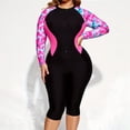 thumbnail image 2 of DHFJKG Womens Swimsuit Rash Guard One Piece Full Coverage Long Sleeve Zip Front Swimwear Floral Printed Bathing Suit For Swimming Diving Surfing Knee Length Cozy Beachwear, 2 of 7