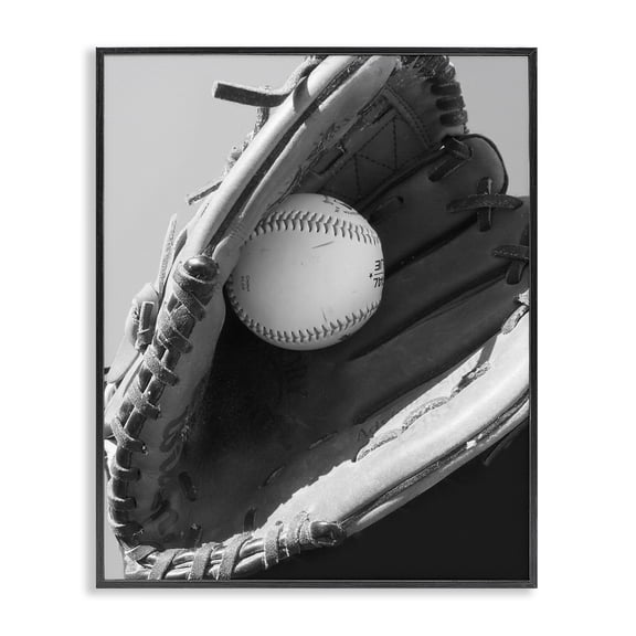 Stupell Industries Traditional Nice Catch Baseball Black Framed Giclee Art, 11 x 14, by Marcus Prime