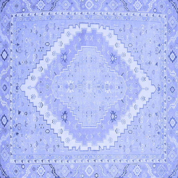 Ahgly Company Indoor Square Oriental Blue Modern Area Rugs, 4' Square