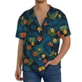 thumbnail image 3 of Vsdgher Hawaiian Style Print Men's Wrinkle Free Untucked Cuban Shirt Business Casual Button Down Shirts Short Sleeve Shirt, 3 of 7