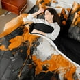 thumbnail image 4 of Manfei Abstract Marble Twin Bedding Sets 7pcs, Black Orange White Bedding Comforter Set, Modern Watercolor Marbling Sheet Sets, Breathable Home Decor, 4 of 8