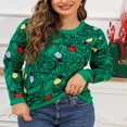 thumbnail image 2 of Chandails de Noël Laids pour les Femmes Cartoon Elk / Lantern String Print Pull en Tricot à Manches Longues, 2 of 5