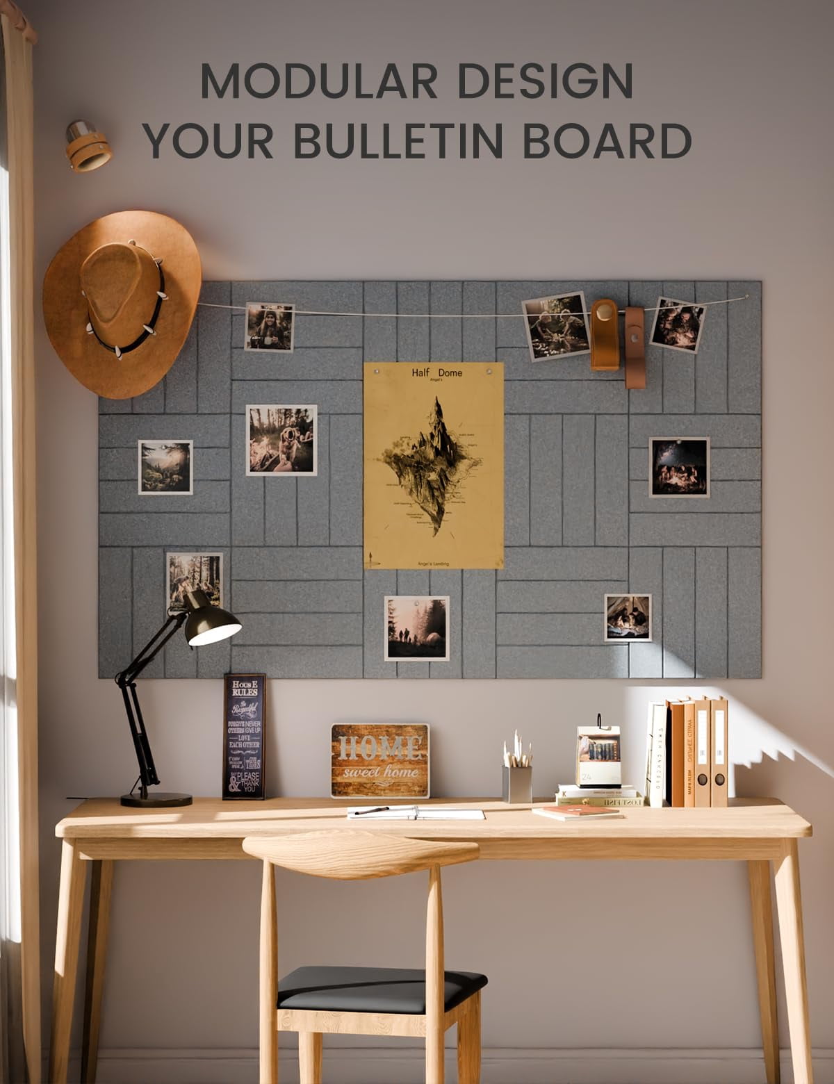 Large Felt Bulletin Board 36"x24" Cork Alternative - 6 Pack With 40 Safe Removable Adhesive Tabs  Boards For Walls Home Office Classroom Pin Board-blue Gray
