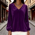 thumbnail image 5 of Annhoo Womens Tops Velvet V Neck Loose Solid Color Comfortable Long Sleeve Casual Shirts Going Out Clothes, 5 of 9