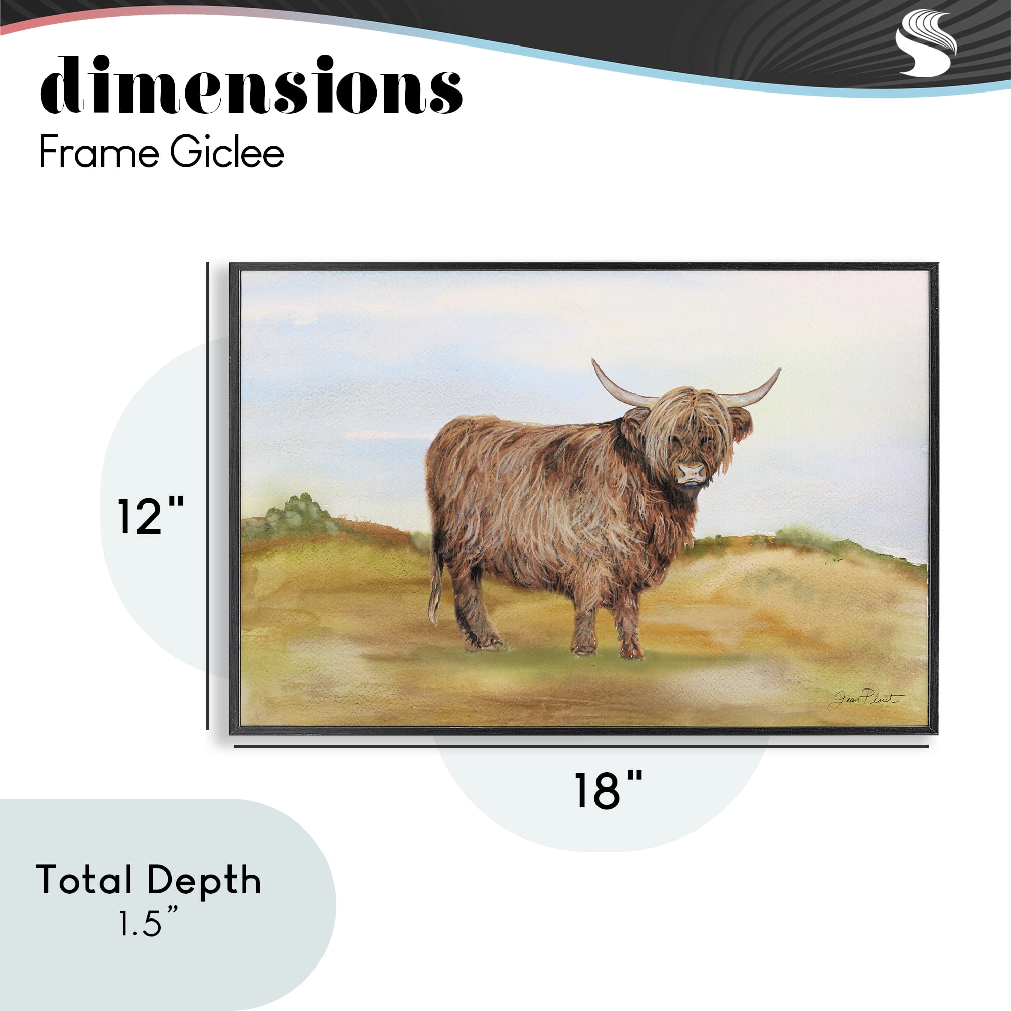 Farm Animal In Pasture Black Framed Giclee Art, design by Jean Plout