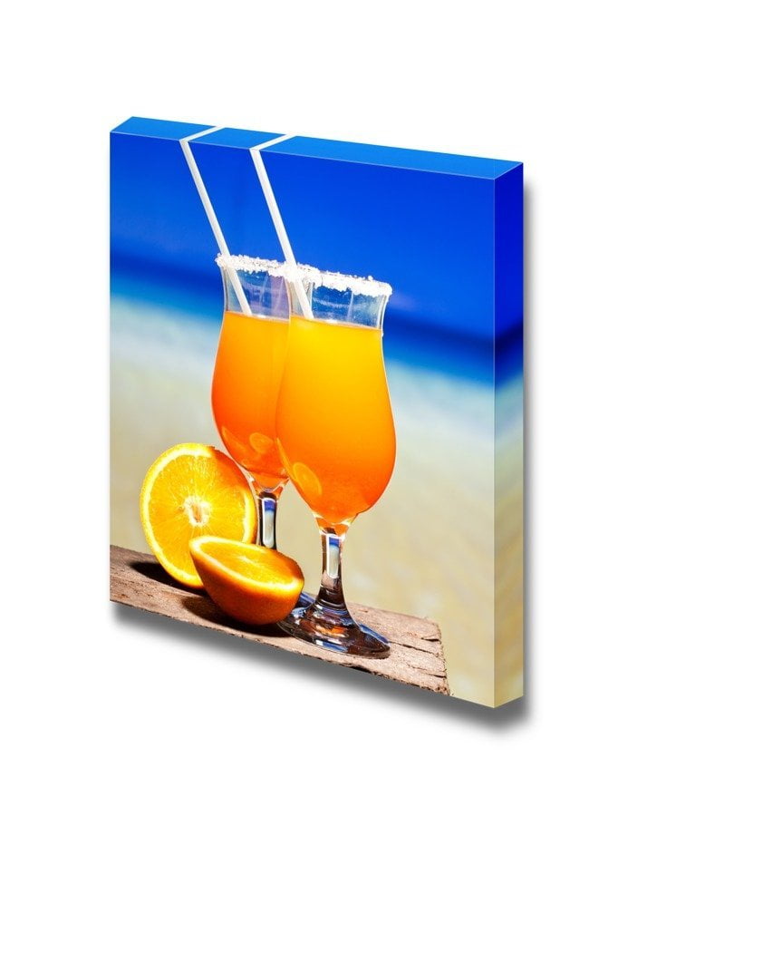 Wall Art Poster Home Decor Blue Cocktail With Orange Art/Canvas Print