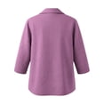 thumbnail image 4 of Babysbule Women Notch Collar Blazer Lapel Pullover Blouse Set-In 3/4 Sleeve Loose Fit Top for Office Daily Brunch Outfits, 4 of 5