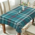 thumbnail image 4 of Coolnut Table Cloth Indoor & Outdoor Tablecloth Wrinkle Resistant Waterproof Table Cover for Kitchen, Spring, Holiday, Party (60" x 120", Cyan Plaid Check) House Decor, 4 of 7