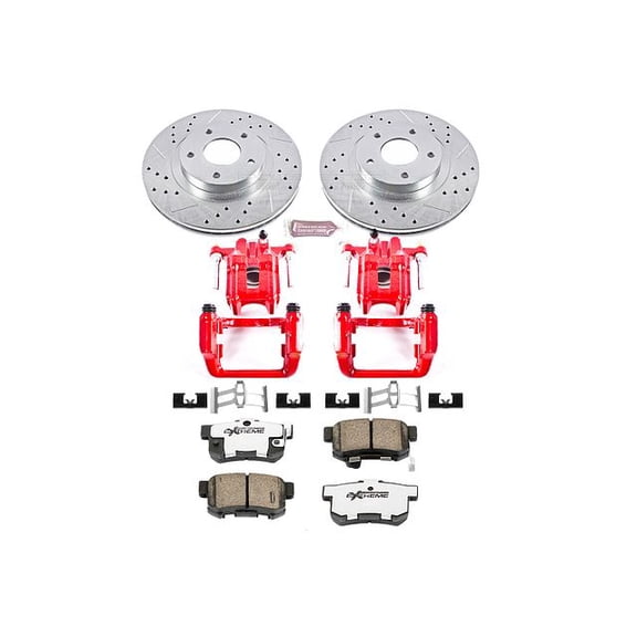 PowerStop Rear Z26 Street Warrior Brake Pad and Rotor Kit with Red Powder Coated Calipers Fits: ACURA Select Models KC2308-26
