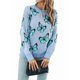 thumbnail image 3 of Suéteres de Punto con Estampado de Mariposas para Mujer, Informales, de Larga y Cuello Redondo Azul M, 3 of 10