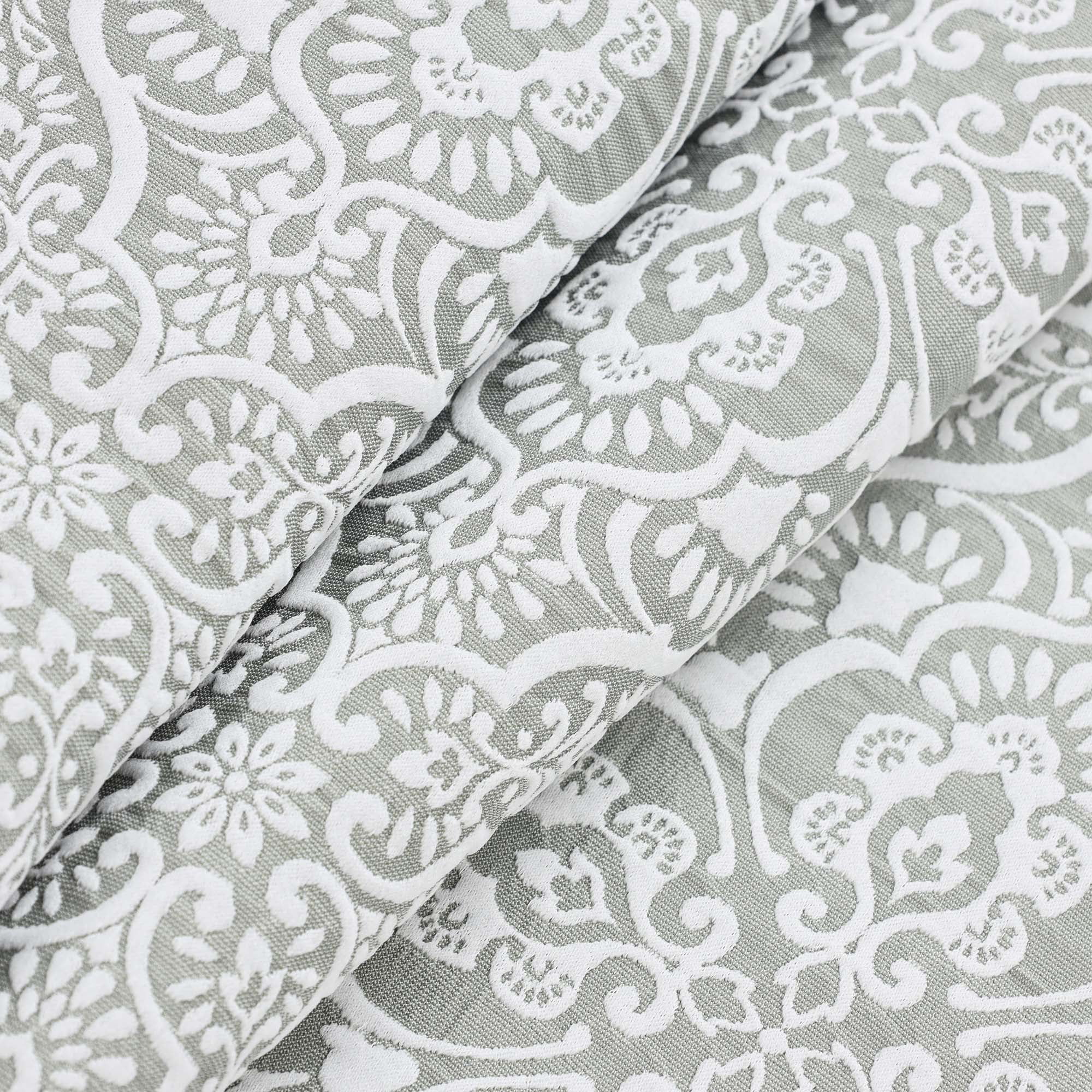 Superior Enzy Floral Matelasse Bedspread and Sham Set, 3-Piece Soft Textured Jacquard Bedspreads, Full, Sage