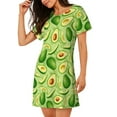thumbnail image 2 of Rateoe Green Avocado Print Women’s Nightdress – Cozy Cotton Short-sleeved Sleep Shirt, Loose-Fit Sleepwear, Perfect for Relaxing and Sleeping, 2 of 6