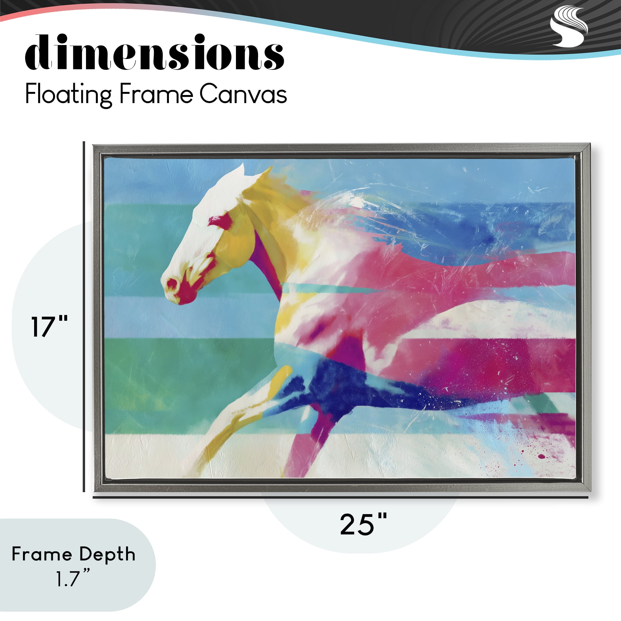 Stupell Industries Abstract Horse In Stripes Gray Framed Floater Canvas Wall Art, design by Chromatic Storm Studio