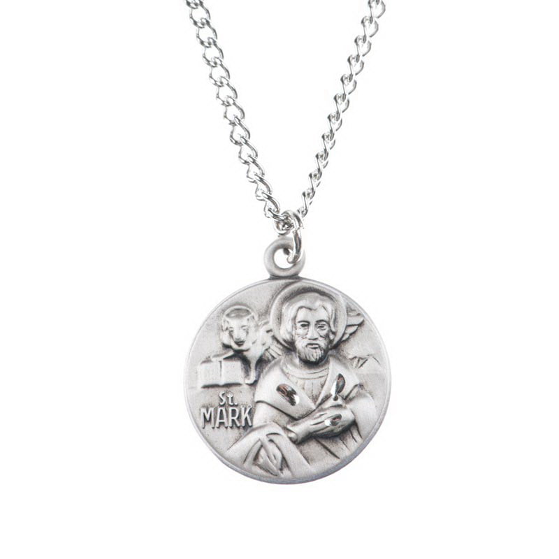 Sterling Silver Saint Ann Medal Necklace Oval 1.8mm Chain 