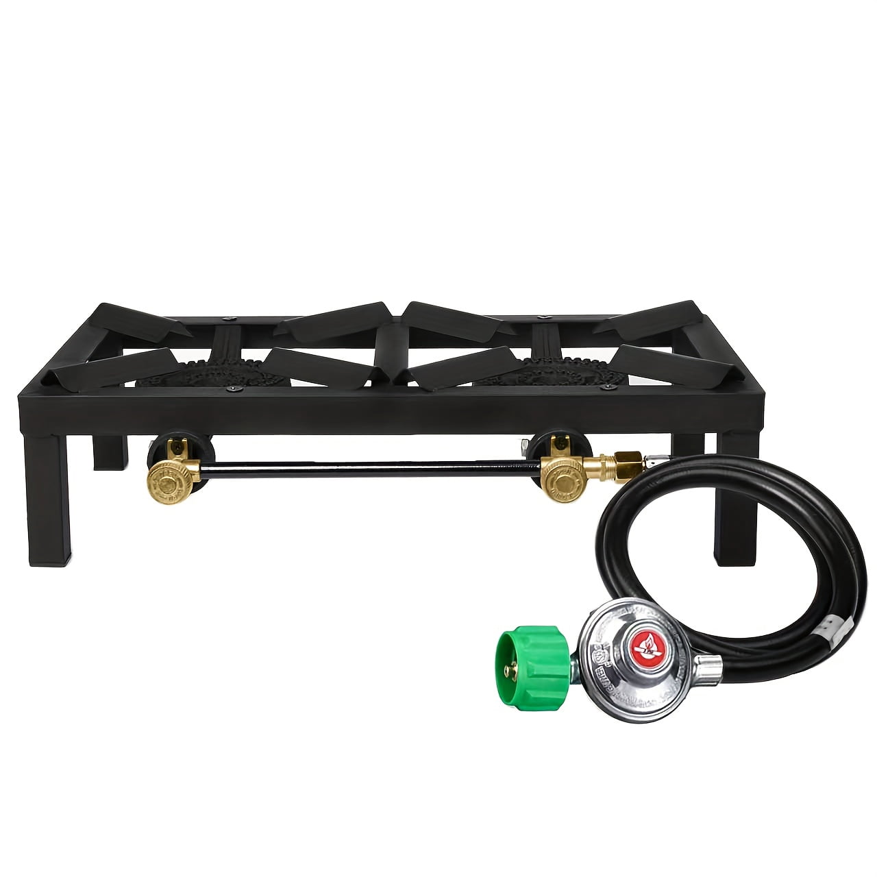 Portable Double Burner Propane Gas Stove, Portable Propane Cooker, Durable Square Camping Stove with Regulator Hose & Independent Knobs for Outdoor Cooking Camping, Backyard Picnic